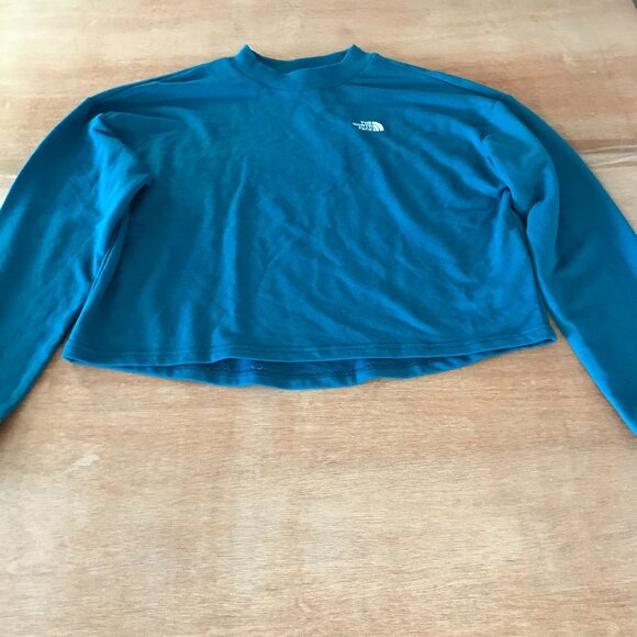 The North Face Simple Logo Sweatshirt Women S Blue Oversized Long Sleeve NWT - Picture 1 of 12